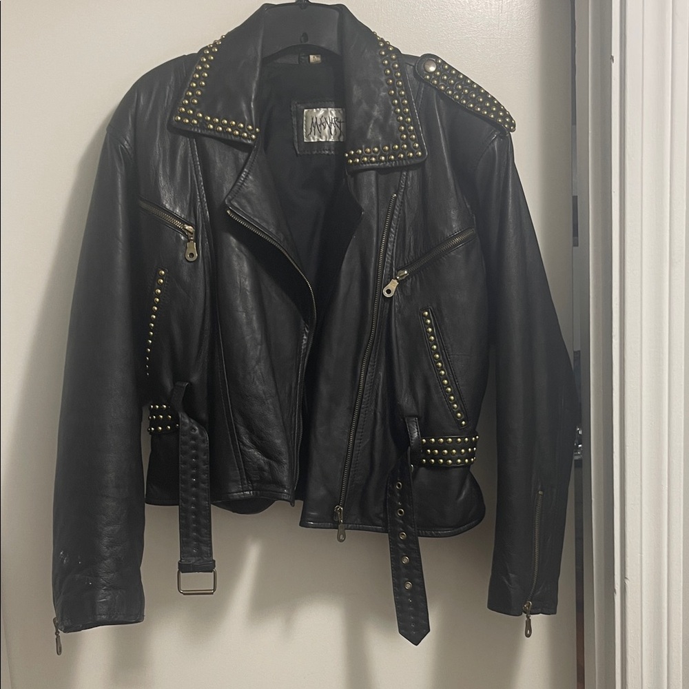 Studded Vintage Black Leather Jacket
